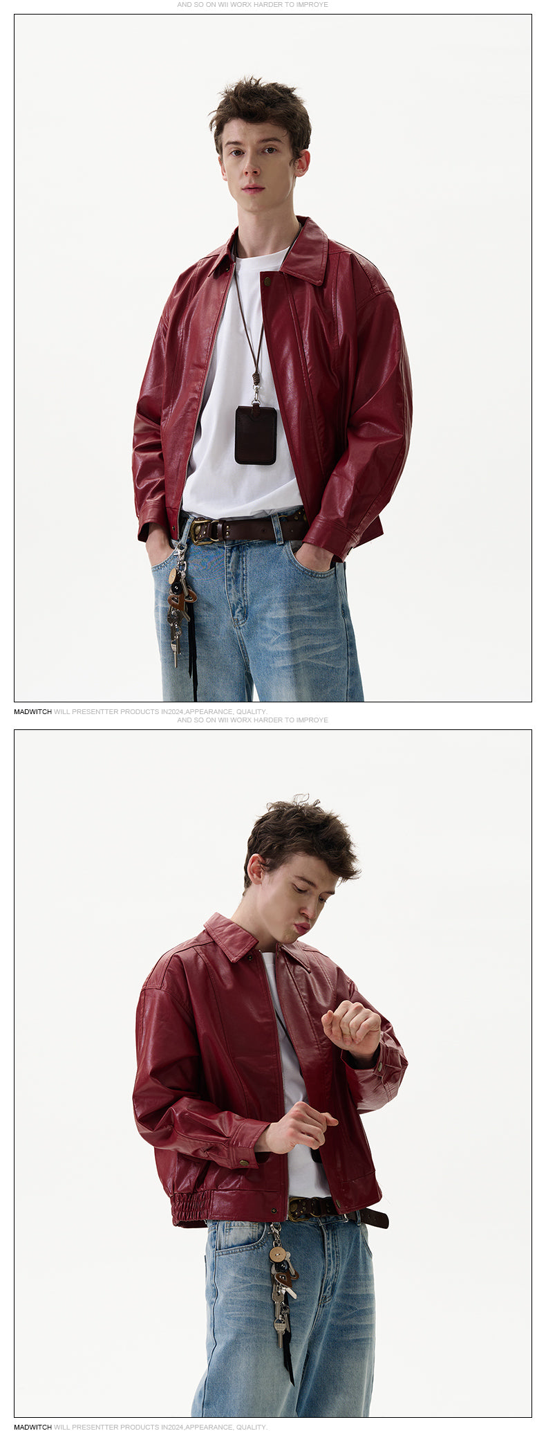 MADWITCH ANKLE-RED LEATHER JACKET #W38
