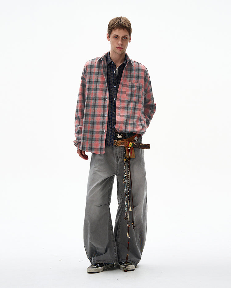 MADWITCH COLOR-BLOCK CHECKED TUNIC #CR603