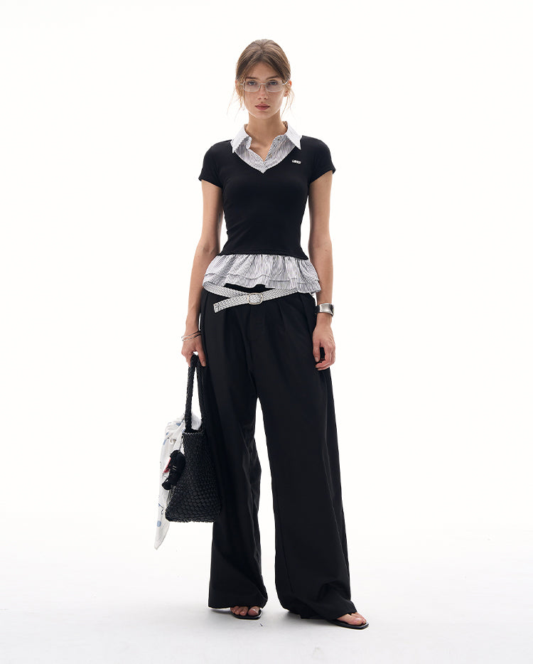 MADWITCH FAUX TWO-PIECE CROP TANK TOP #TX277