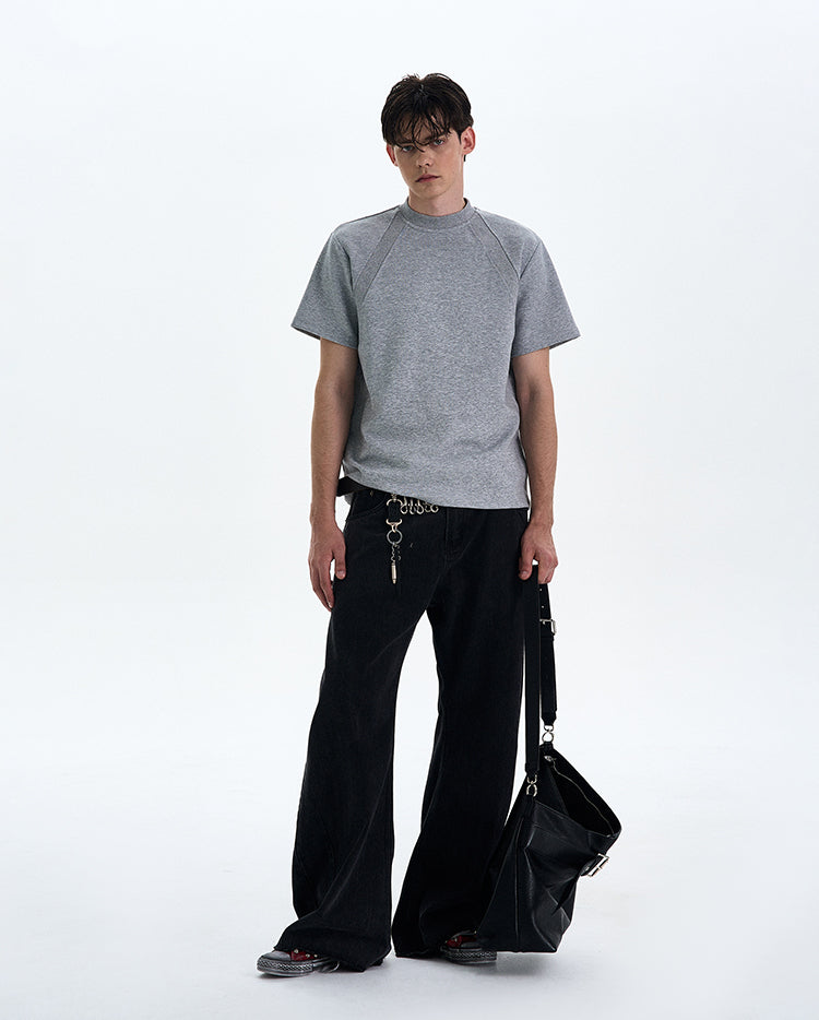 MADWITCH BOXY STRAIGHT SHOULDER T-SHIRT #XY24002
