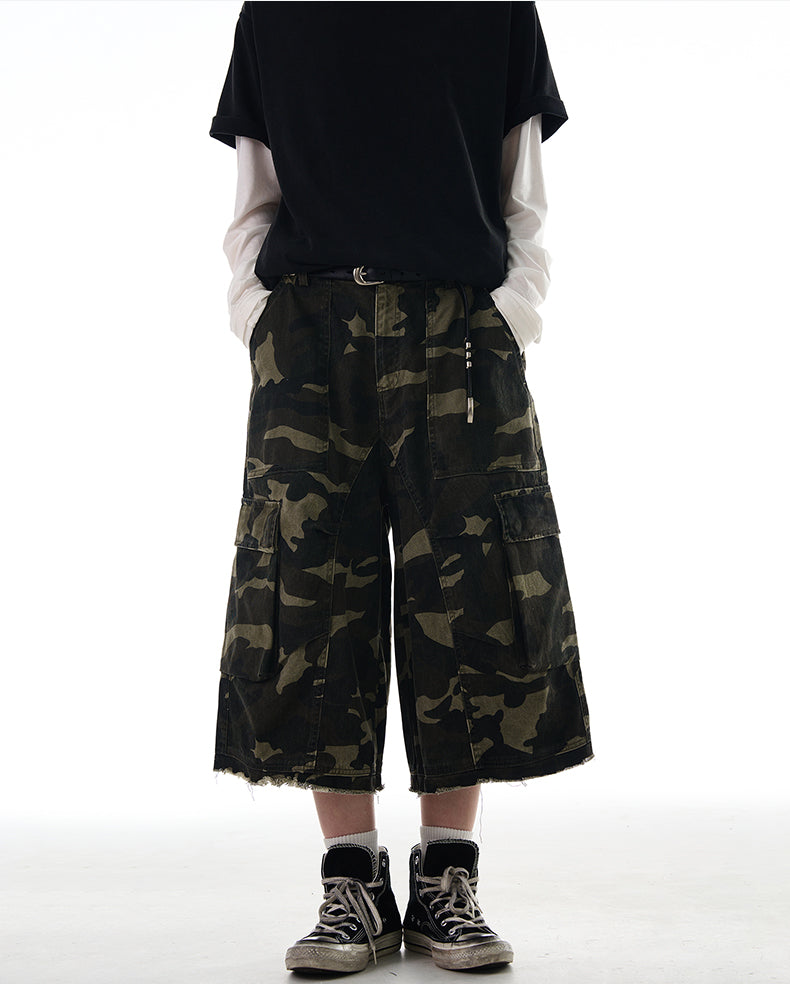 MADWITCH RAW HEM CAMO CARGO PANTS #CK252D