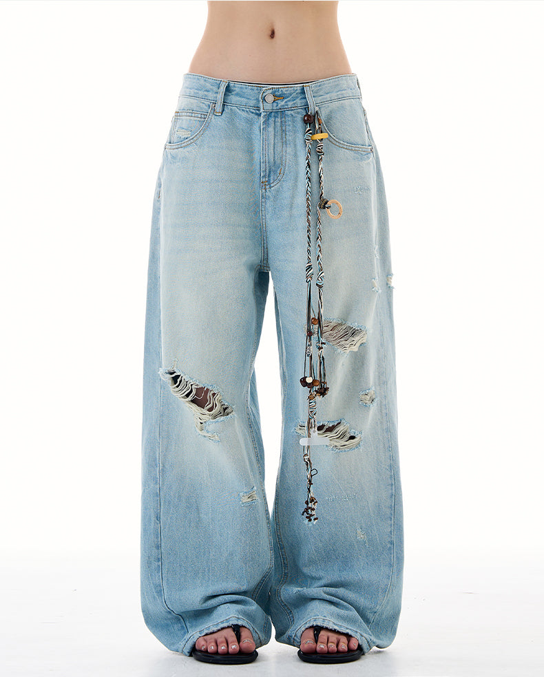 MADWITCH DISTRESSED WASH DENIM PANTS #K9667