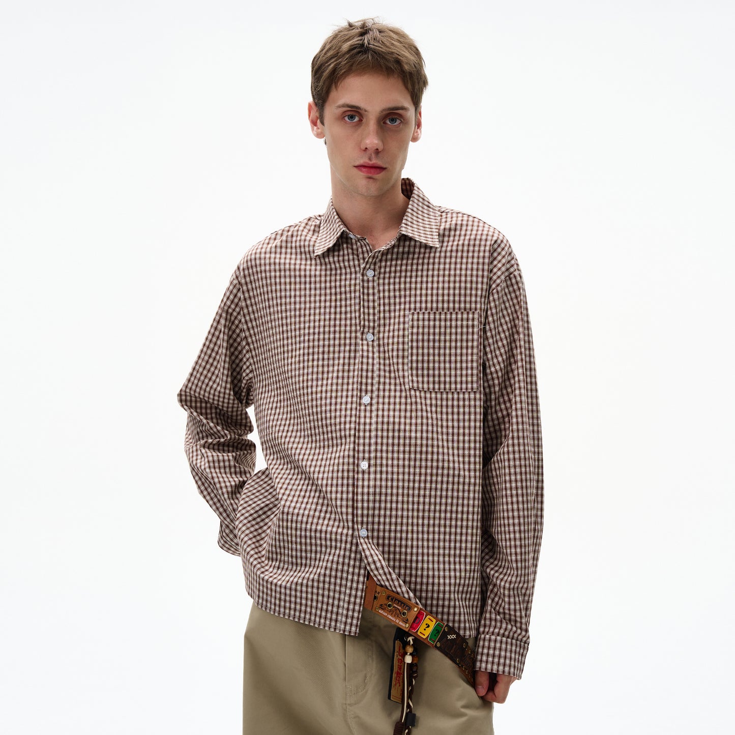 MADWITCH UNISEX VINTAGE PLAID LONG SHIRT #CR6215
