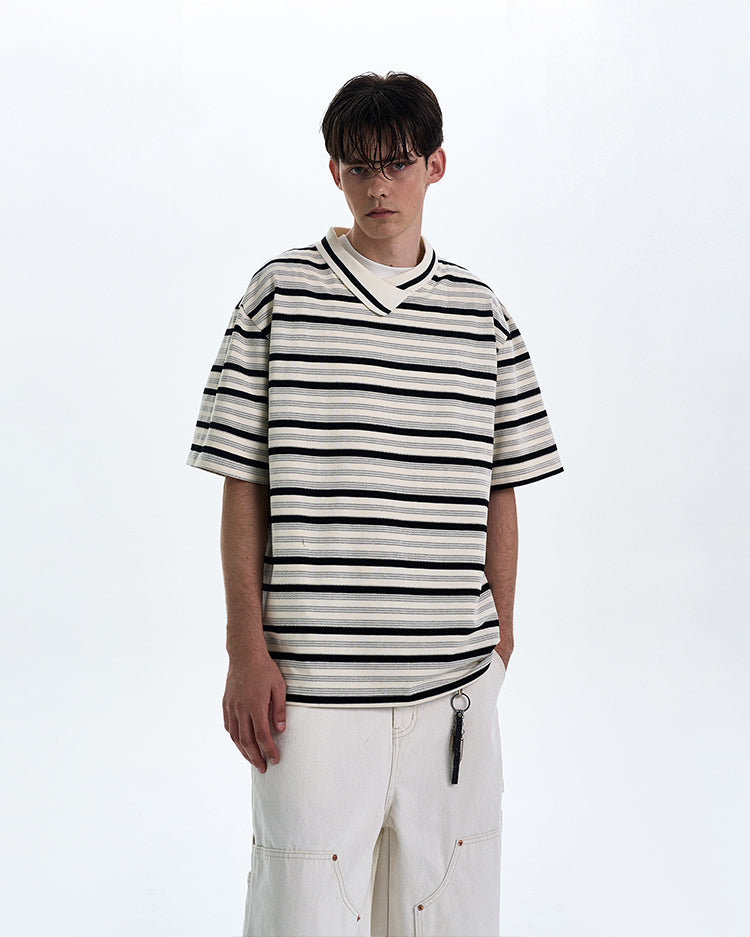 MADWITCH CONTRAST STRIPED T-SHIRT #G1525