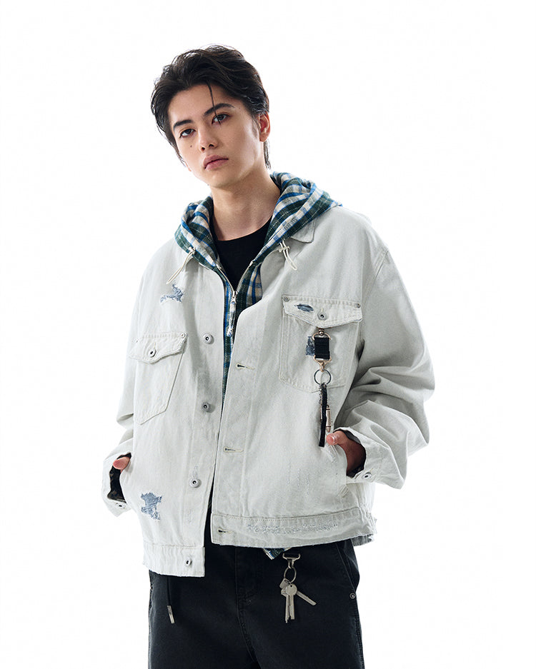 MADWITCH DISTRESSED WASHED DENIM JACKET #C177C25