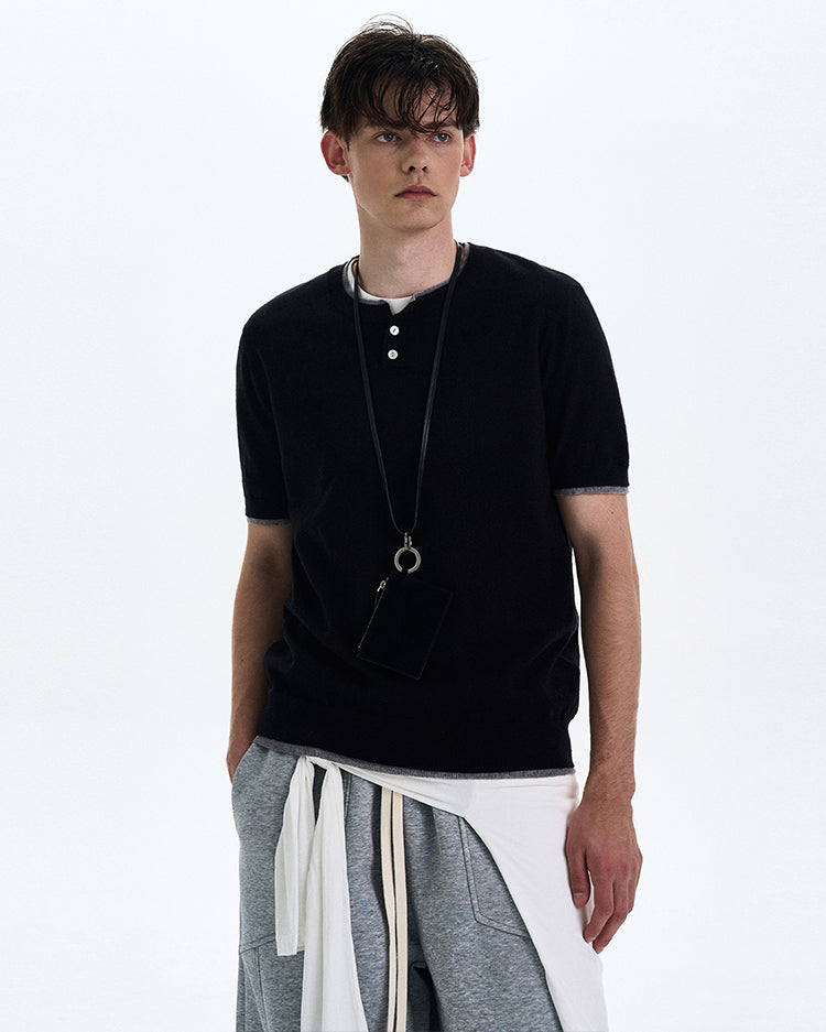 MADWITCH COLORBLOCK KNIT SHORT SLEEVE SHIRT #LX3027