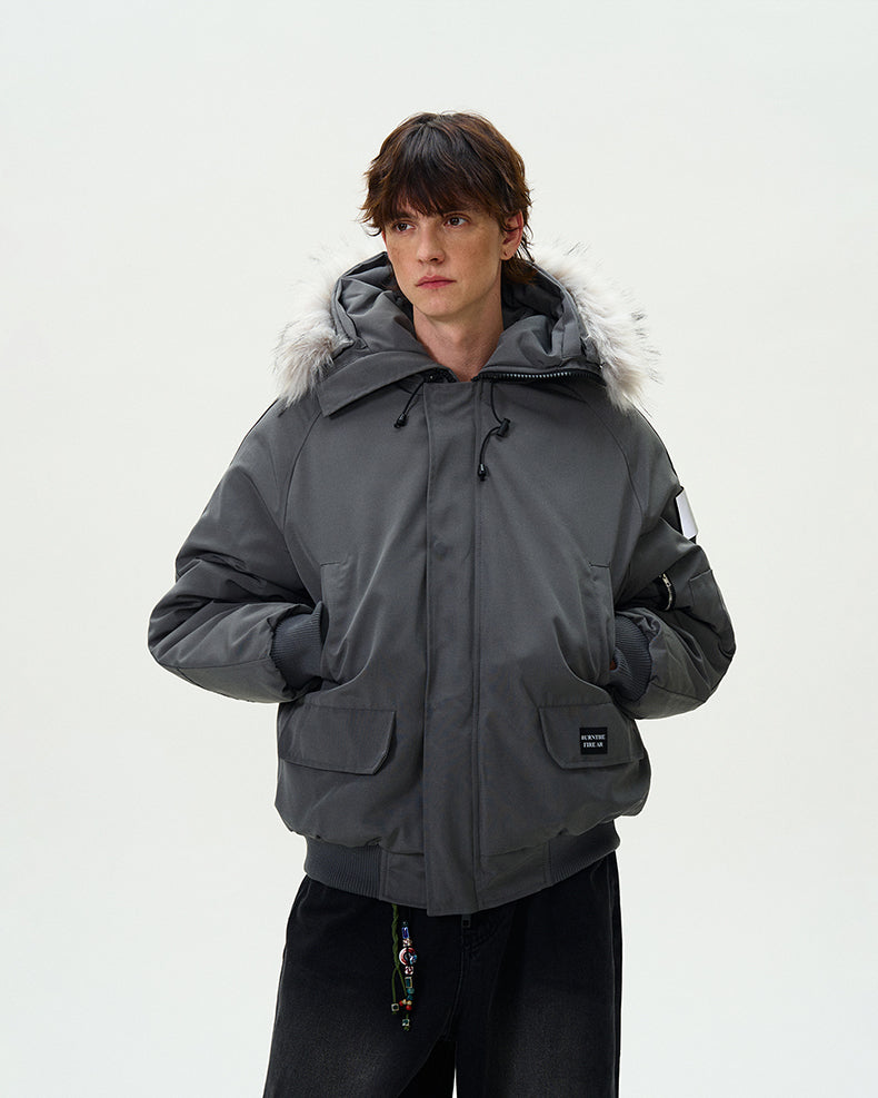 MADWITCH FUR-COLLAR PARKA COTTON COAT #HY8529