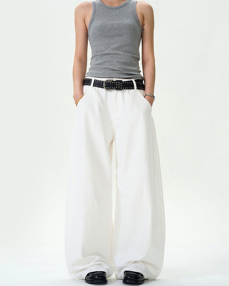 MADWITCH WHITE VERSATILE CASUAL PANTS #L505