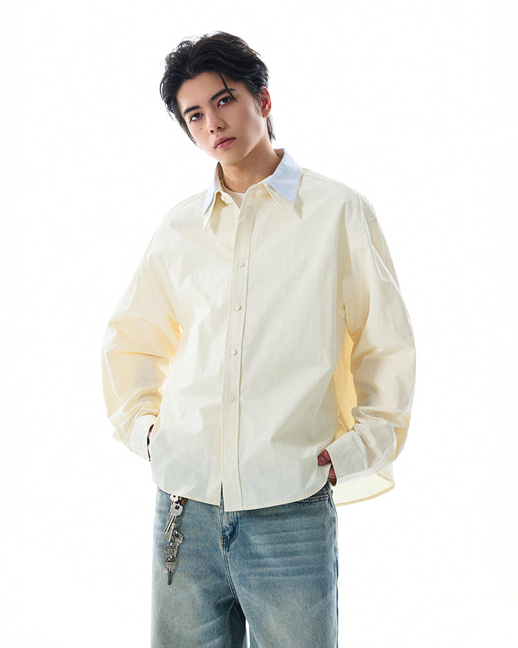 MADWITCH DOUBLE COLLAR PATCHWORK SHIRT #RC140