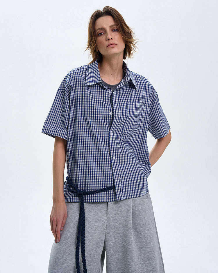 MADWITCH SPRING SUMMER PLAID SHORT-SLEEVE SHIRT #CR212