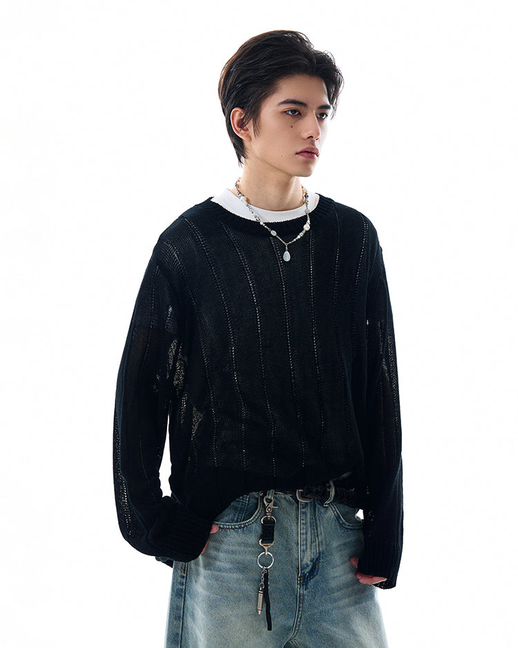 MADWITCH DISTRESSED KNIT SWEATER #81177