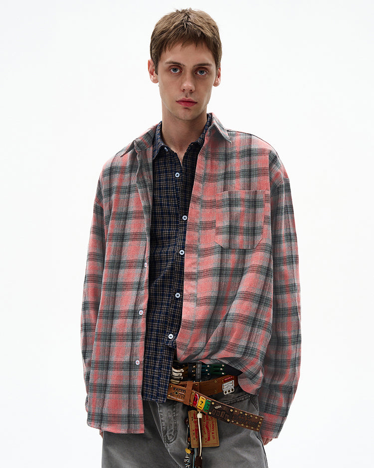 MADWITCH COLOR-BLOCK CHECKED TUNIC #CR603