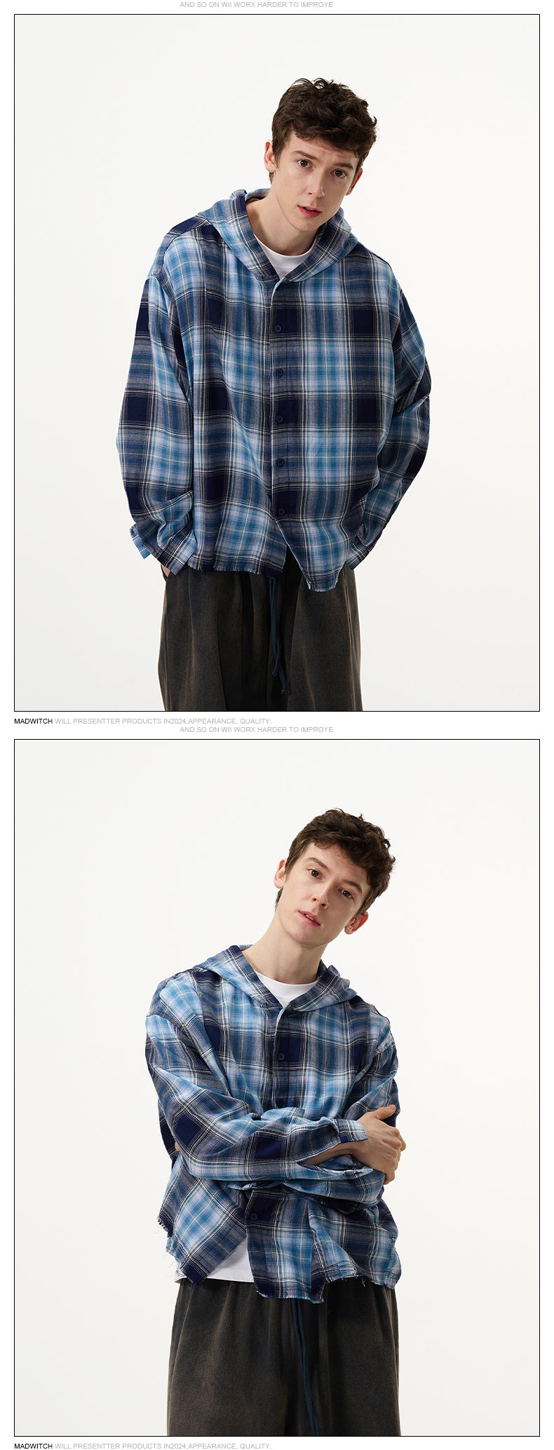 MADWITCH PLAID HOODED COAT #DC0135