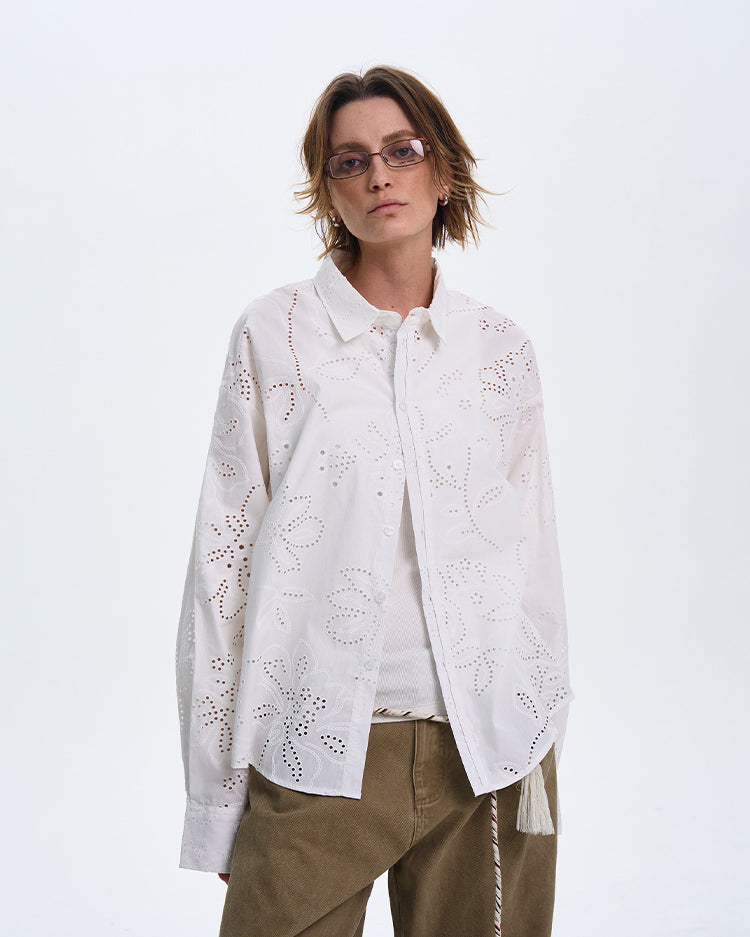 MADWITCH LOOSE WHITE LONG-SLEEVE SHIRT #31111
