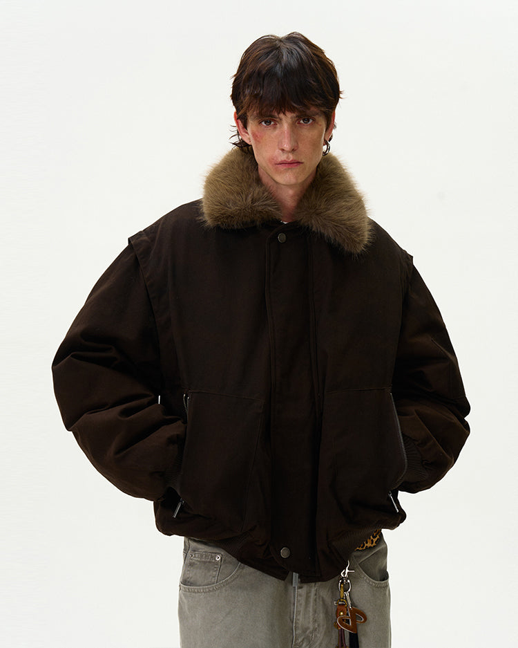 MADWITCH FAUX FUR COLLAR DOWN JACKET #Y07