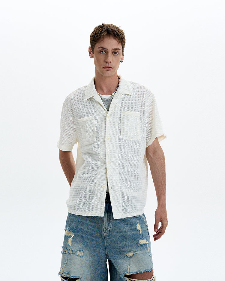 MADWIT LACE OPENWORK SHIRT #27339