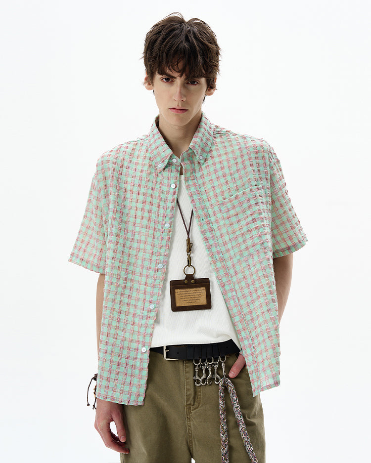 MADWITCH SEERSUCKER CHECK SHIRT #CR238