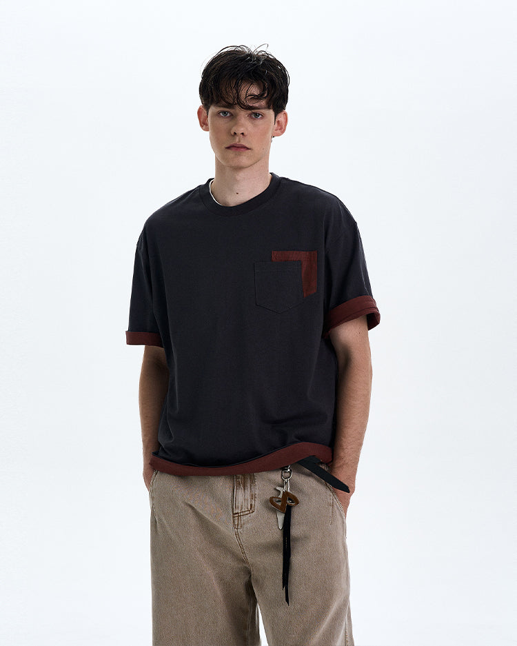 MADWITCH CONTRAST COLOR CREWNECK TEE #C205C25