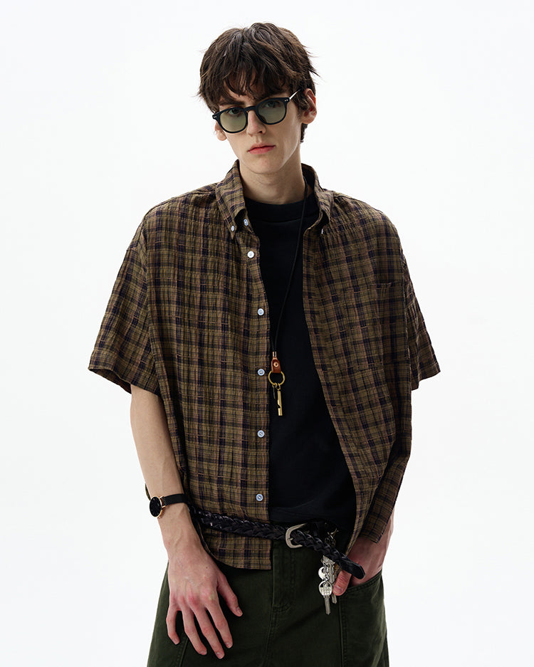MADWITCH SEERSUCKER SHORT SLEEVE SHIRT #CR252