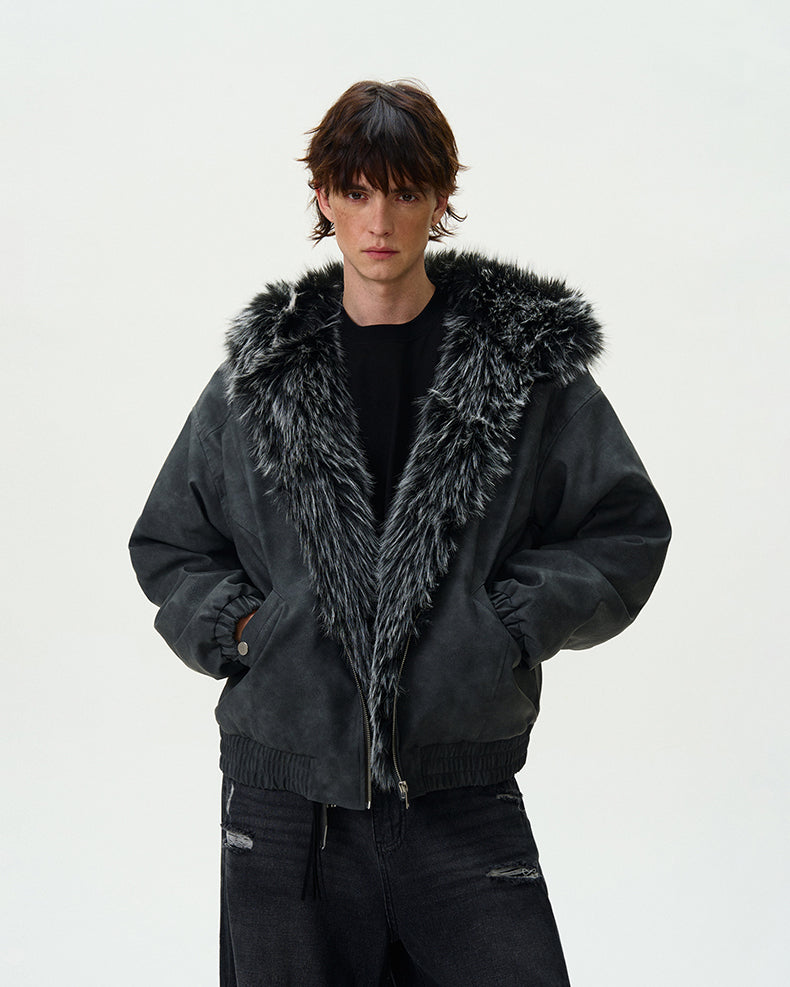 MADWITCH FAUX LEATHER UTILITY PUFFER COAT #L313Q24