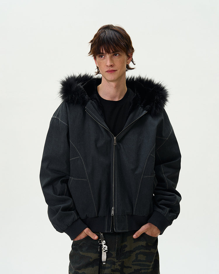 MADWITCH LOOSE FITTED FLEECE LINED JACKET #0191