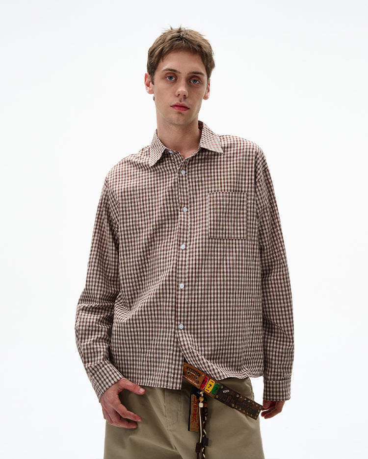 MADWITCH UNISEX VINTAGE PLAID LONG SHIRT #CR6215