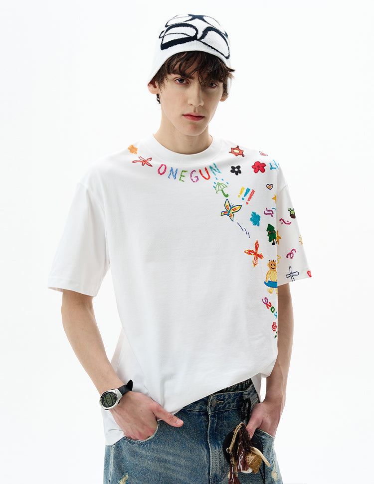 MADWITCH GRAFFITI PRINT TEE #C828