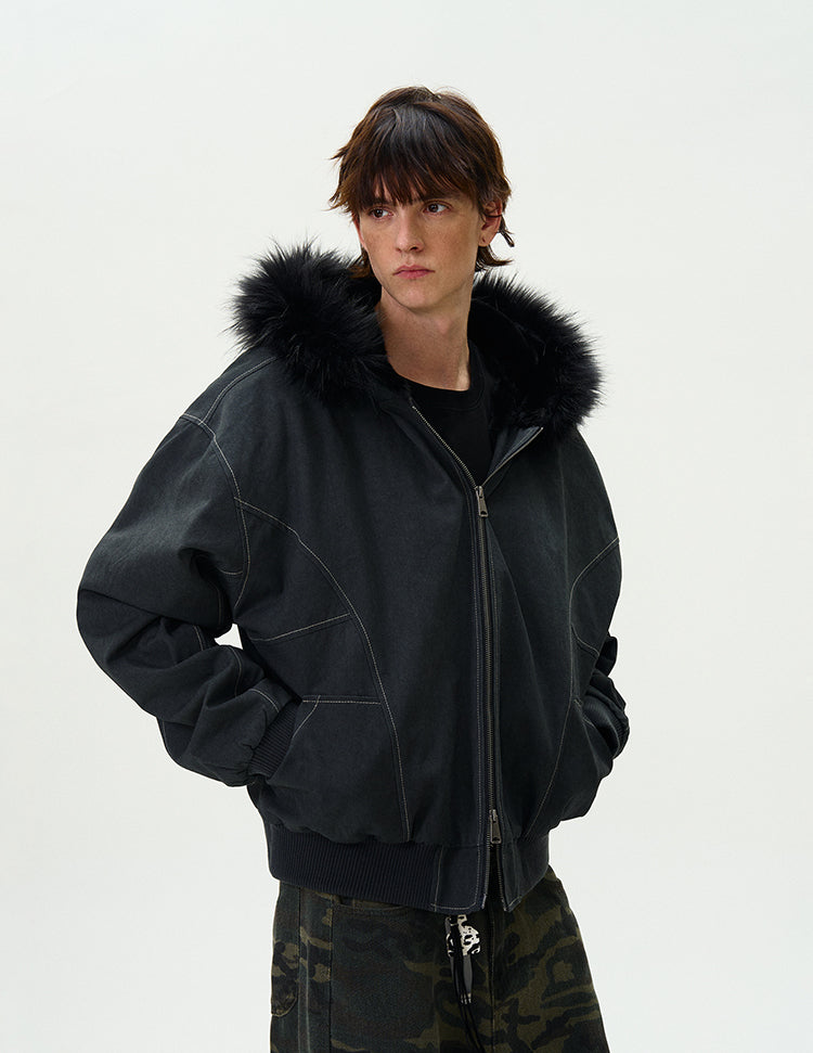 MADWITCH LOOSE FITTED FLEECE LINED JACKET #0191