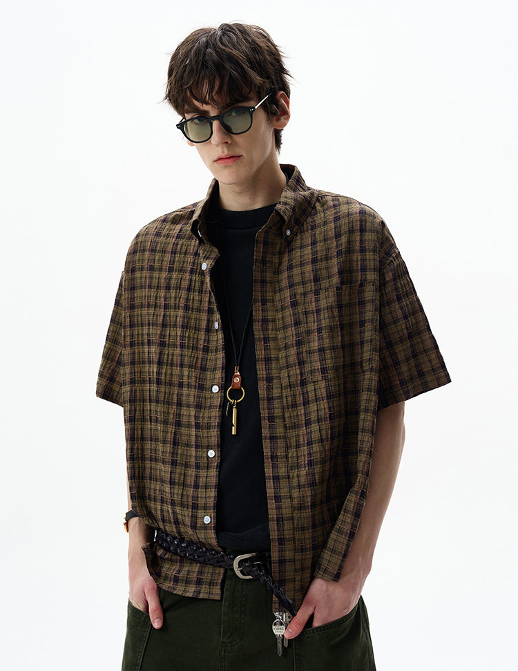 MADWITCH SEERSUCKER SHORT SLEEVE SHIRT #CR252