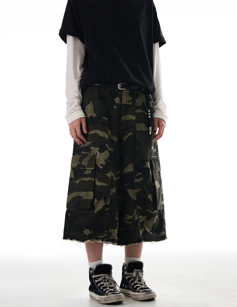 MADWITCH RAW HEM CAMO CARGO PANTS #CK252D