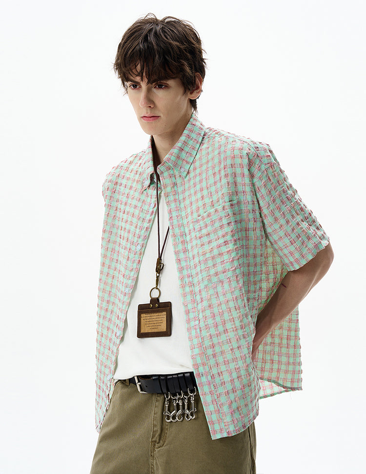 MADWITCH SEERSUCKER CHECK SHIRT #CR238