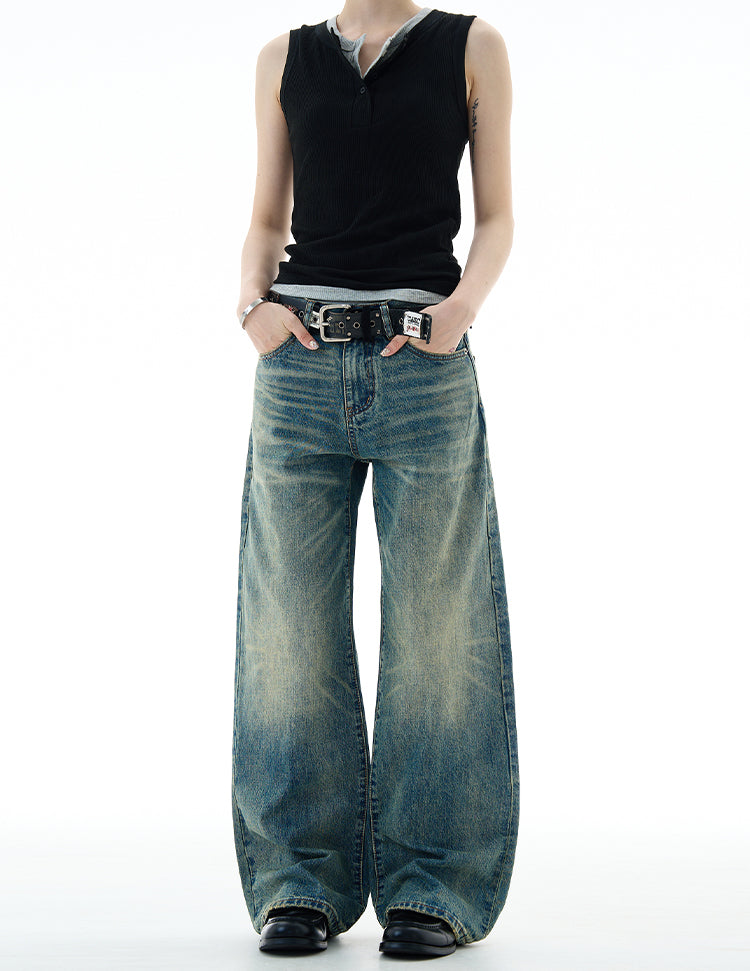 MADWITCH UNISEX HIGH STREET WASHED DENIM JEANS #GP5517