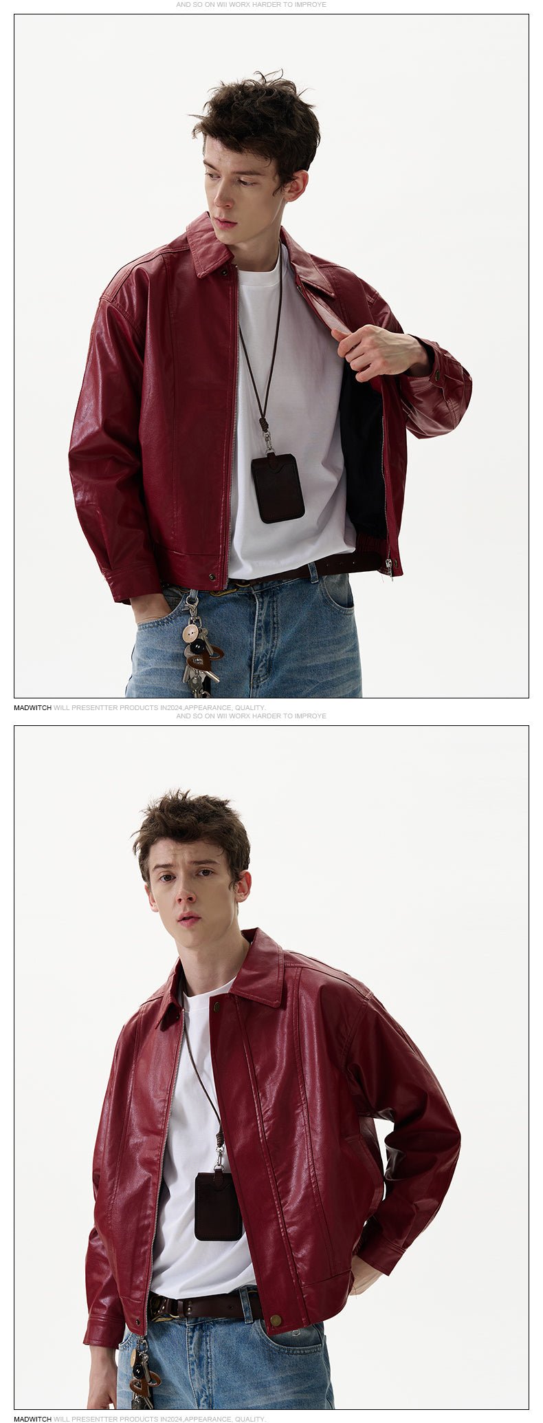 MADWITCH ANKLE-RED LEATHER JACKET #W38