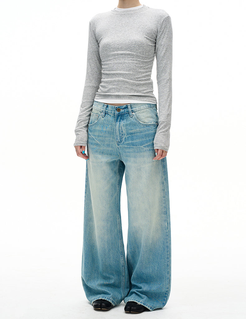 MADWITCH DISTRESSED WASHED STRAIGHT JEANS #CK9697