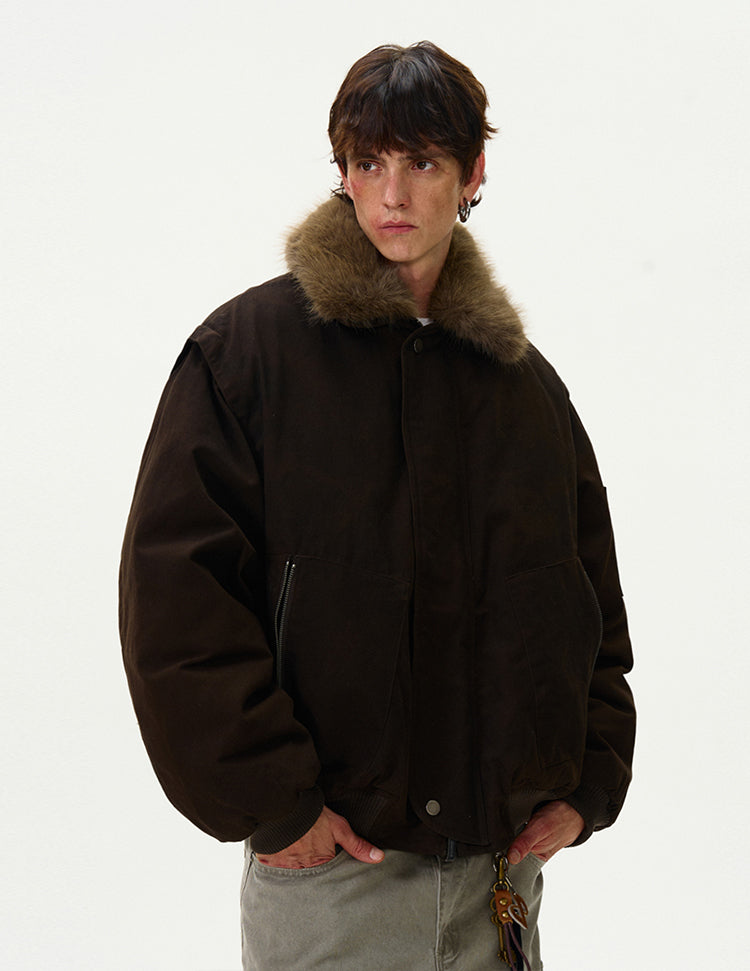 MADWITCH FAUX FUR COLLAR DOWN JACKET #Y07