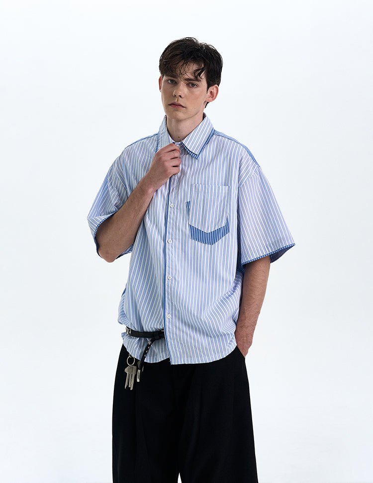 MADWITCH PATCHWORK SHORT SLEEVE SHIRT #AB1051