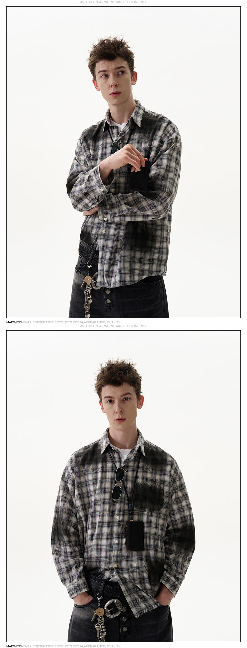 MADWITCH WASHED CHECK SHIRT #7839