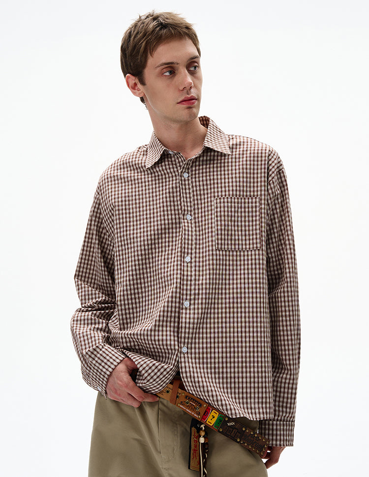MADWITCH UNISEX VINTAGE PLAID LONG SHIRT #CR6215