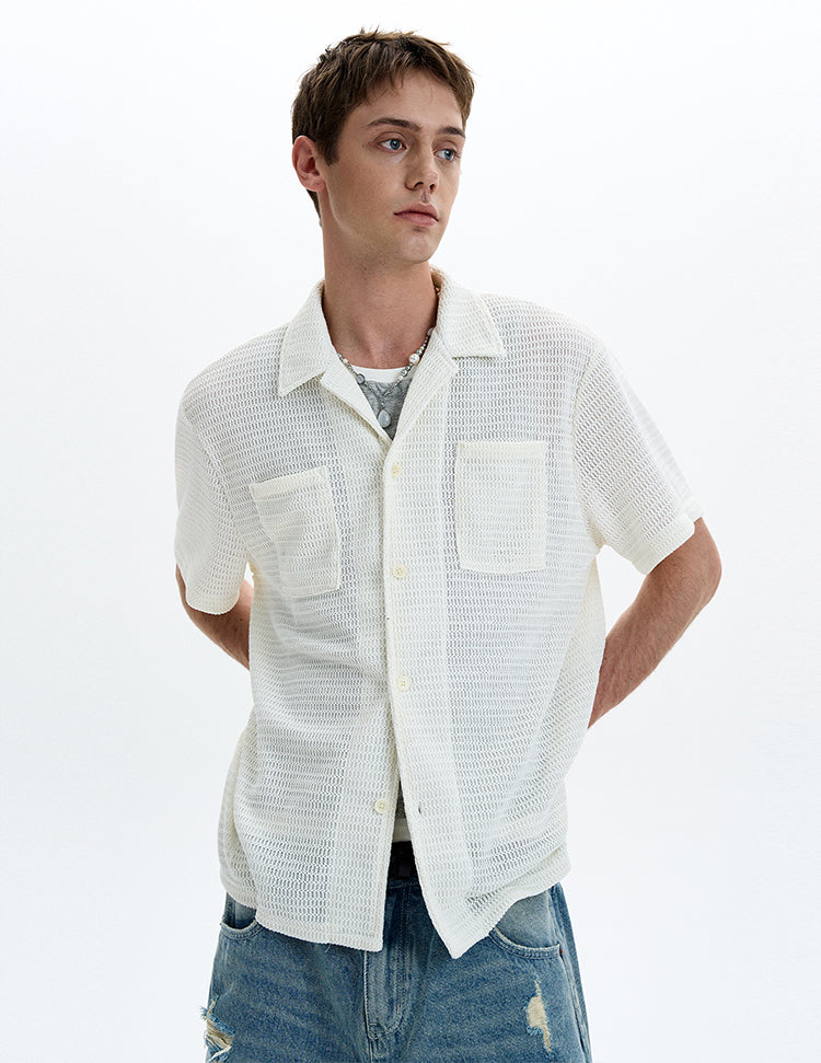 MADWIT LACE OPENWORK SHIRT #27339