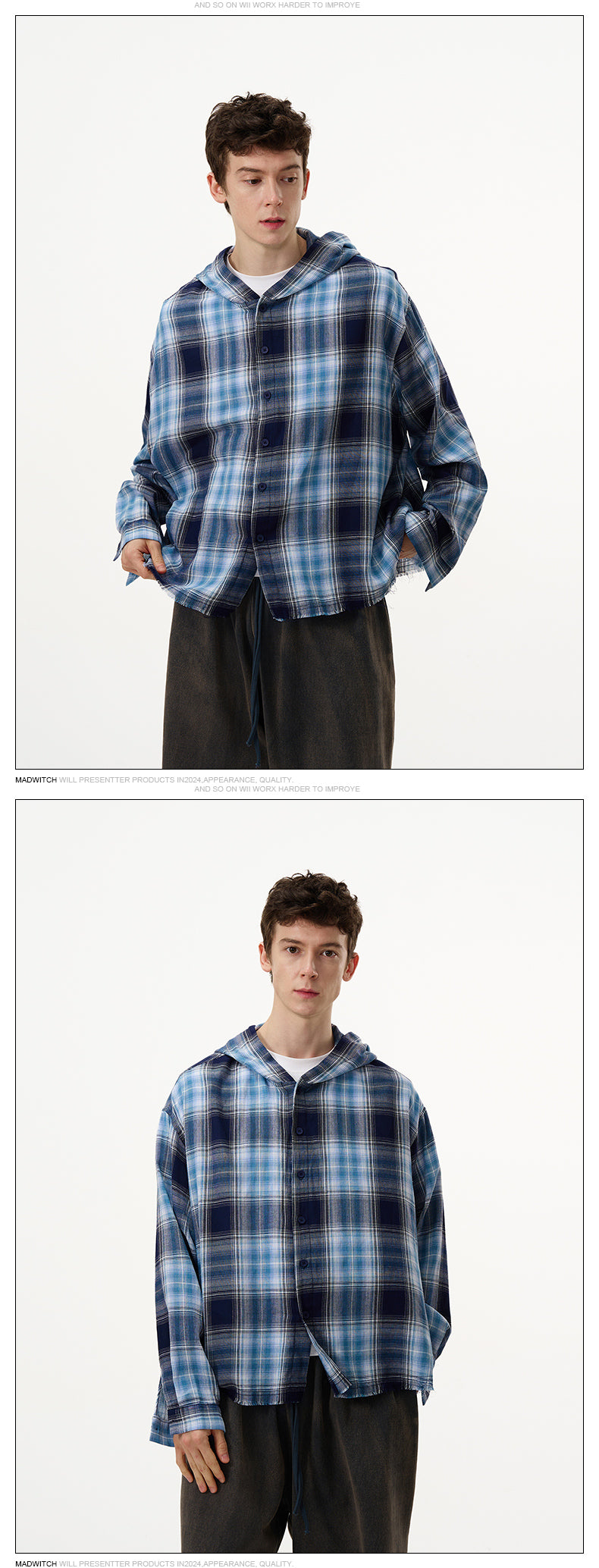 MADWITCH PLAID HOODED COAT #DC0135