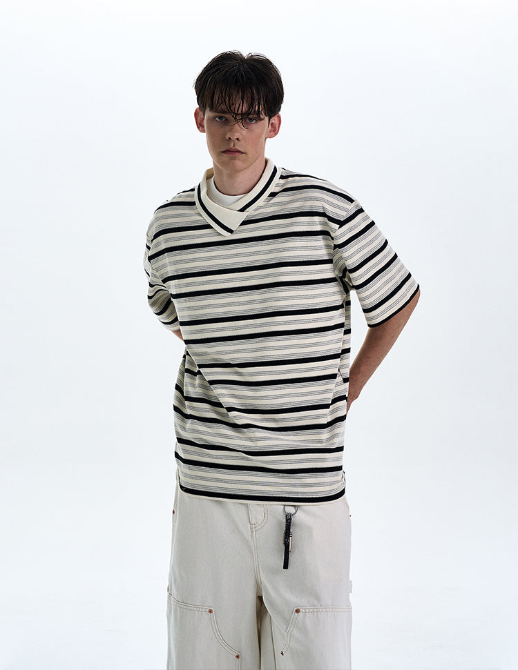 MADWITCH CONTRAST STRIPED T-SHIRT #G1525