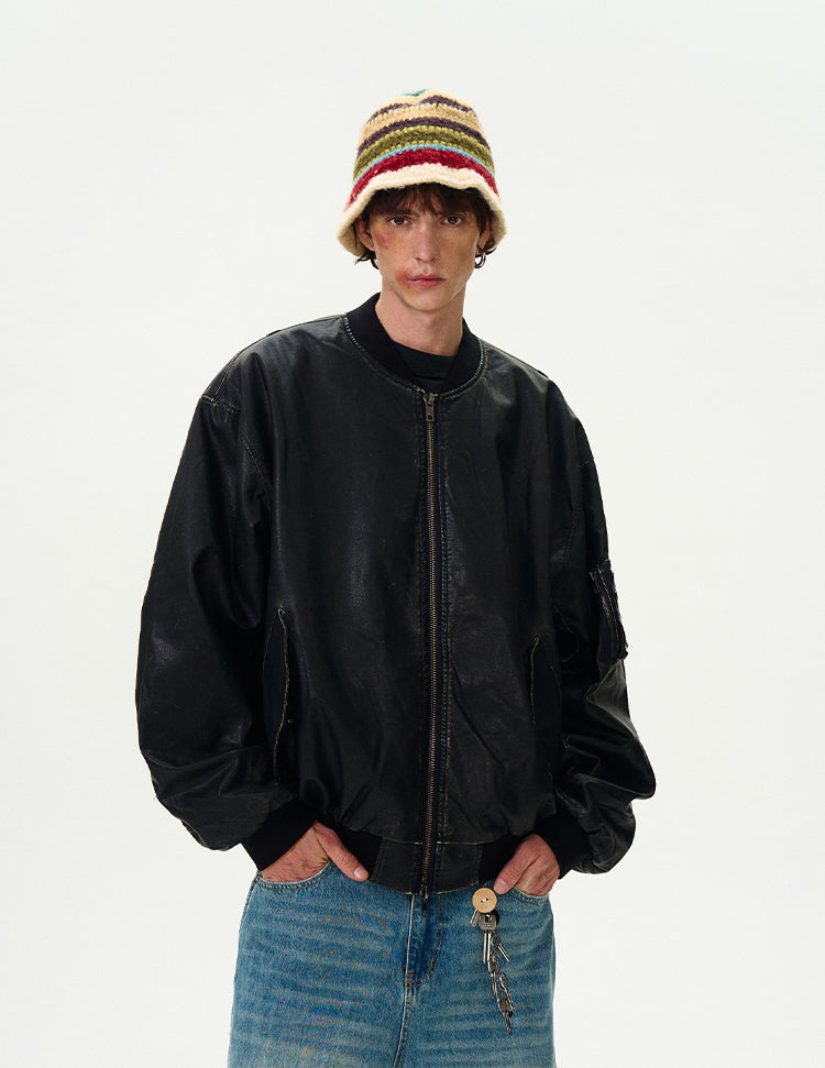 MADWITCH VINTAGE CASUAL LEATHER JACKET #AW6870