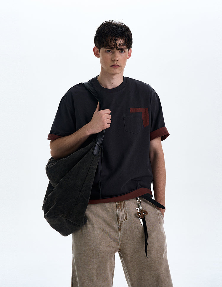 MADWITCH CONTRAST COLOR CREWNECK TEE #C205C25