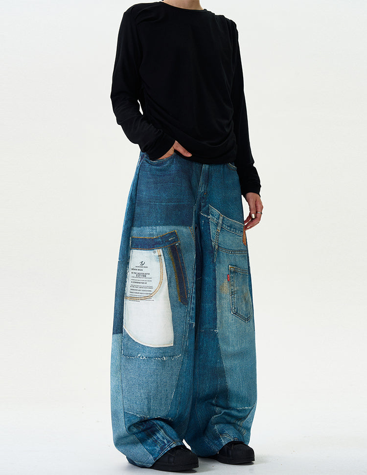 MADWITCH 3D PRINTED WIDE LEG JEANS #MQ6715