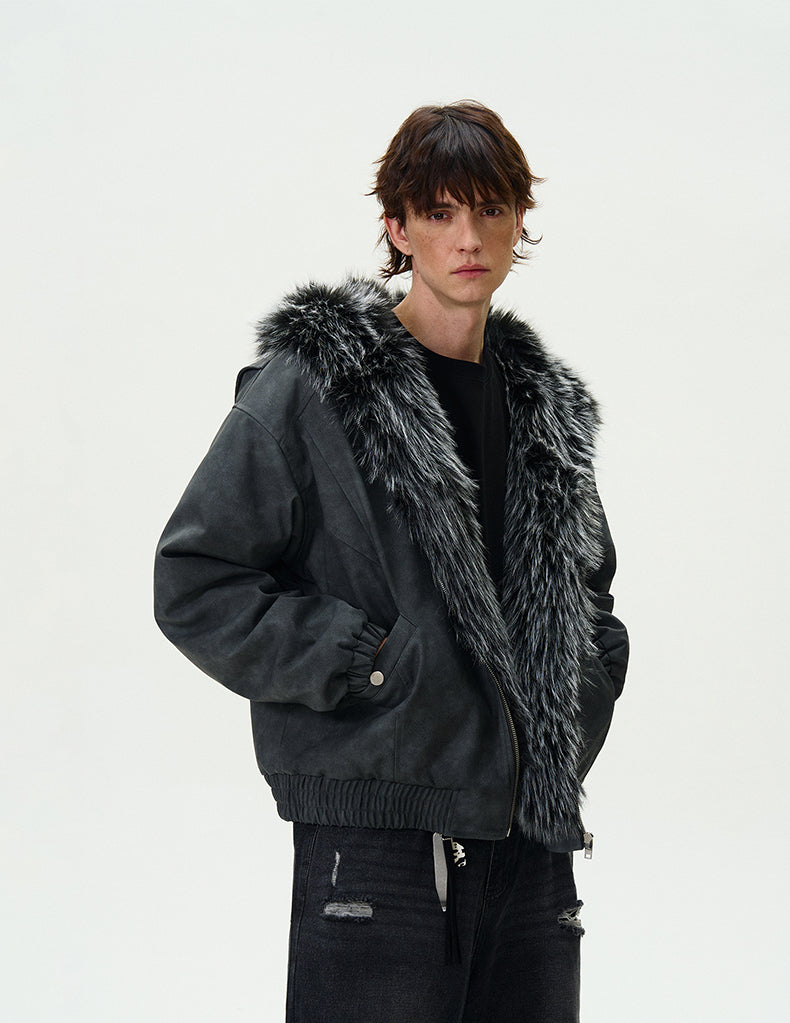 MADWITCH FAUX LEATHER UTILITY PUFFER COAT #L313Q24