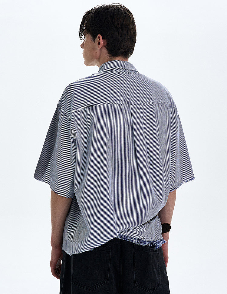 MADWITCH DISTRESSED RAW HEM SHIRT #RC193