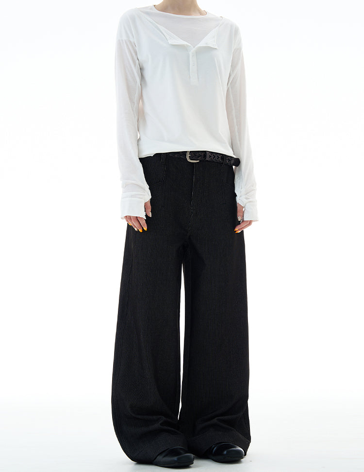 MADWITCH DRAPEY STRAIGHT DENIM PANTS #9910
