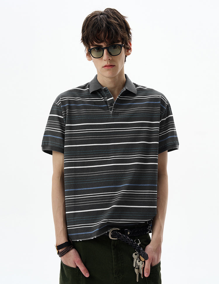 MADWITCH STRIPED POLO SHIRT #0244
