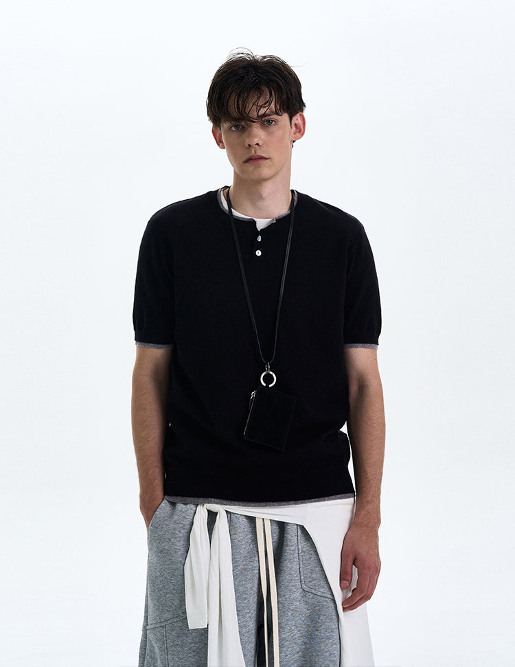 MADWITCH COLORBLOCK KNIT SHORT SLEEVE SHIRT #LX3027