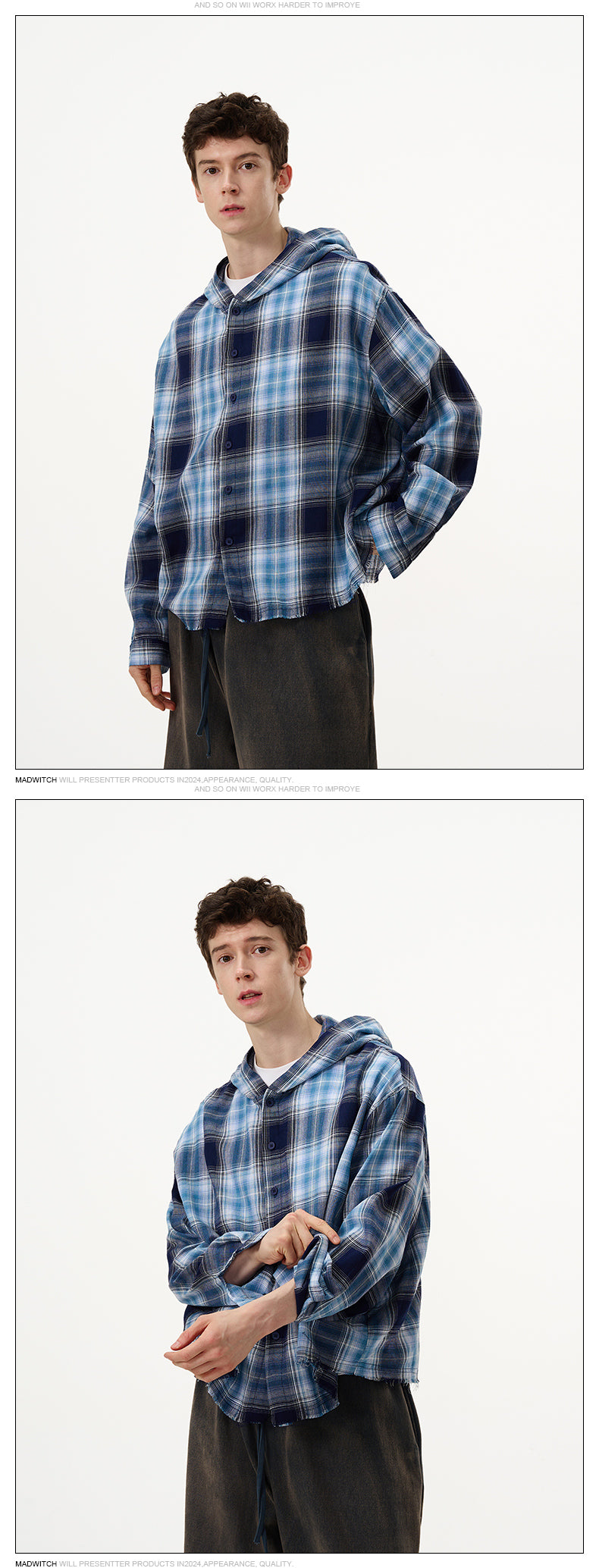 MADWITCH PLAID HOODED COAT #DC0135